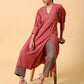 trueBrowns Cotton Linen Rust Red Kurta Pant Set | Swadesiicart