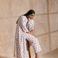trueBrowns White With Pink Blue Buta Block Print Cotton Kurta Pant Set | Swadesiicart