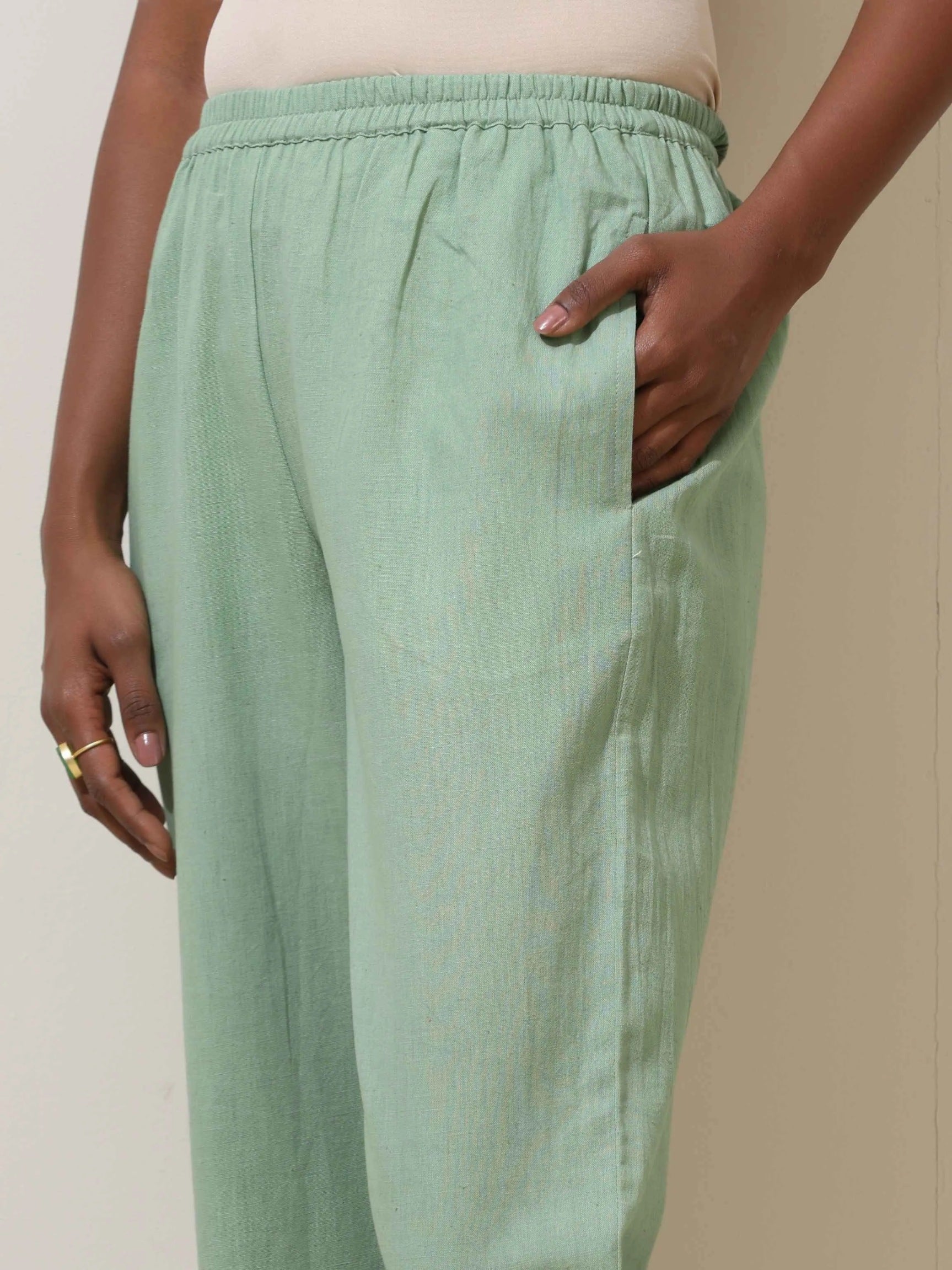 trueBrowns Mint Green Cotton Linen Co-Ord Set - Swadesiicart