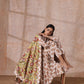 trueBrowns White With Red Yellow Buta Block Print Cotton Kurta Pant Dupatta Set | Swadesiicart