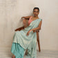 trueBrowns Blue Gold Metallic Ready To Wear Saree | Swadesiicart