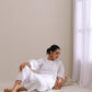 trueBrowns White Dobby Baggy Sleeve Co-Ord Set - Swadesiicart