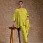 trueBrowns Lime Modal Satin Boxy Fit High-Low Co-Ord Set - Swadesiicart