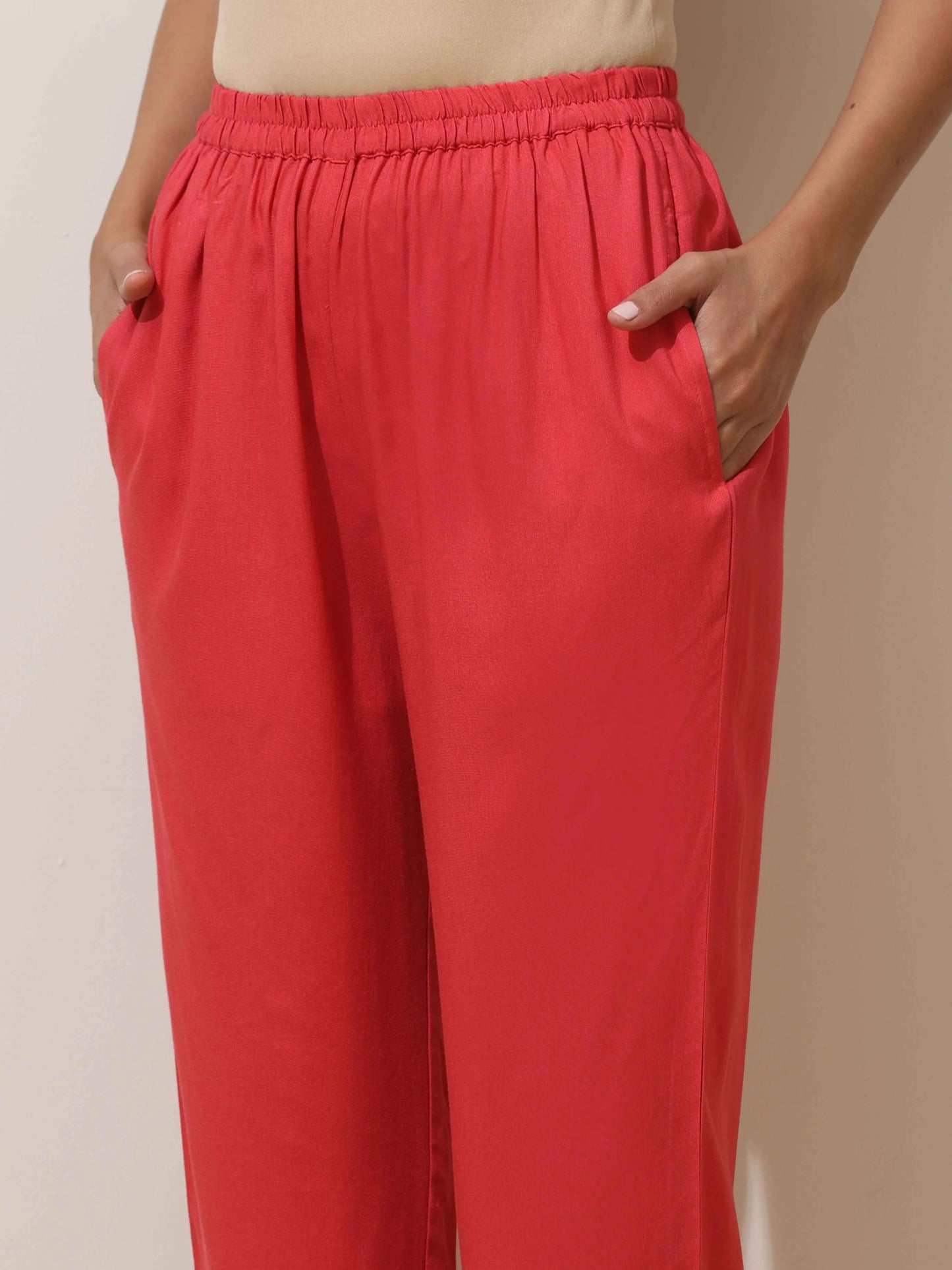 trueBrowns Coral Viscose Kurta Pant Set | Swadesiicart
