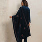 trueBrowns Blue Velvet Floral Embroidered Kurta Pant Dupatta Set | Swadesiicart