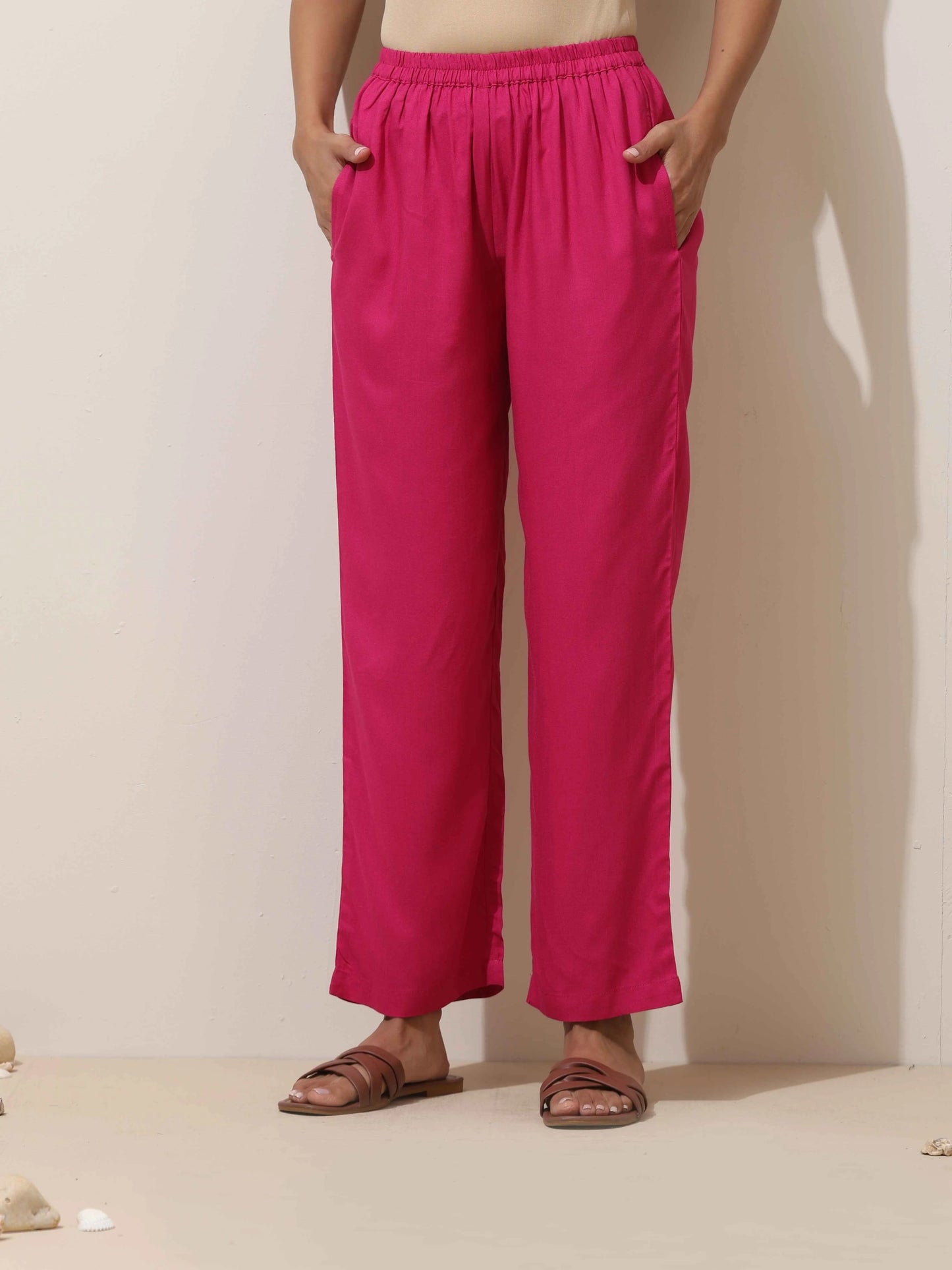 trueBrowns Pink Viscose Co-ord Set - Swadesiicart