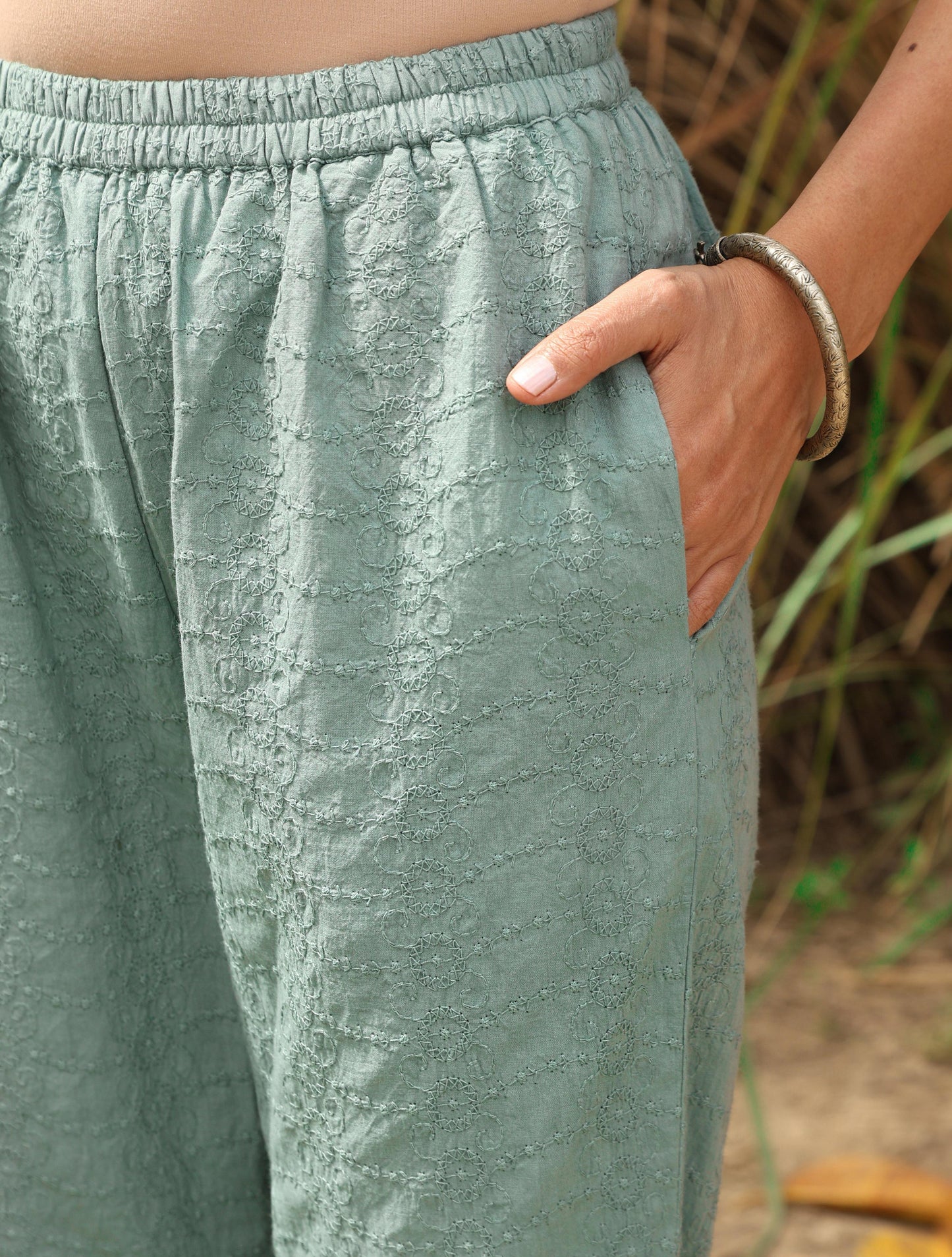 trueBrowns Blue Cotton Dobby S/L Kurta Set | Swadesiicart