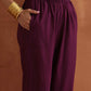 trueBrowns Purple Metallic Straight Kurta Set | Swadesiicart