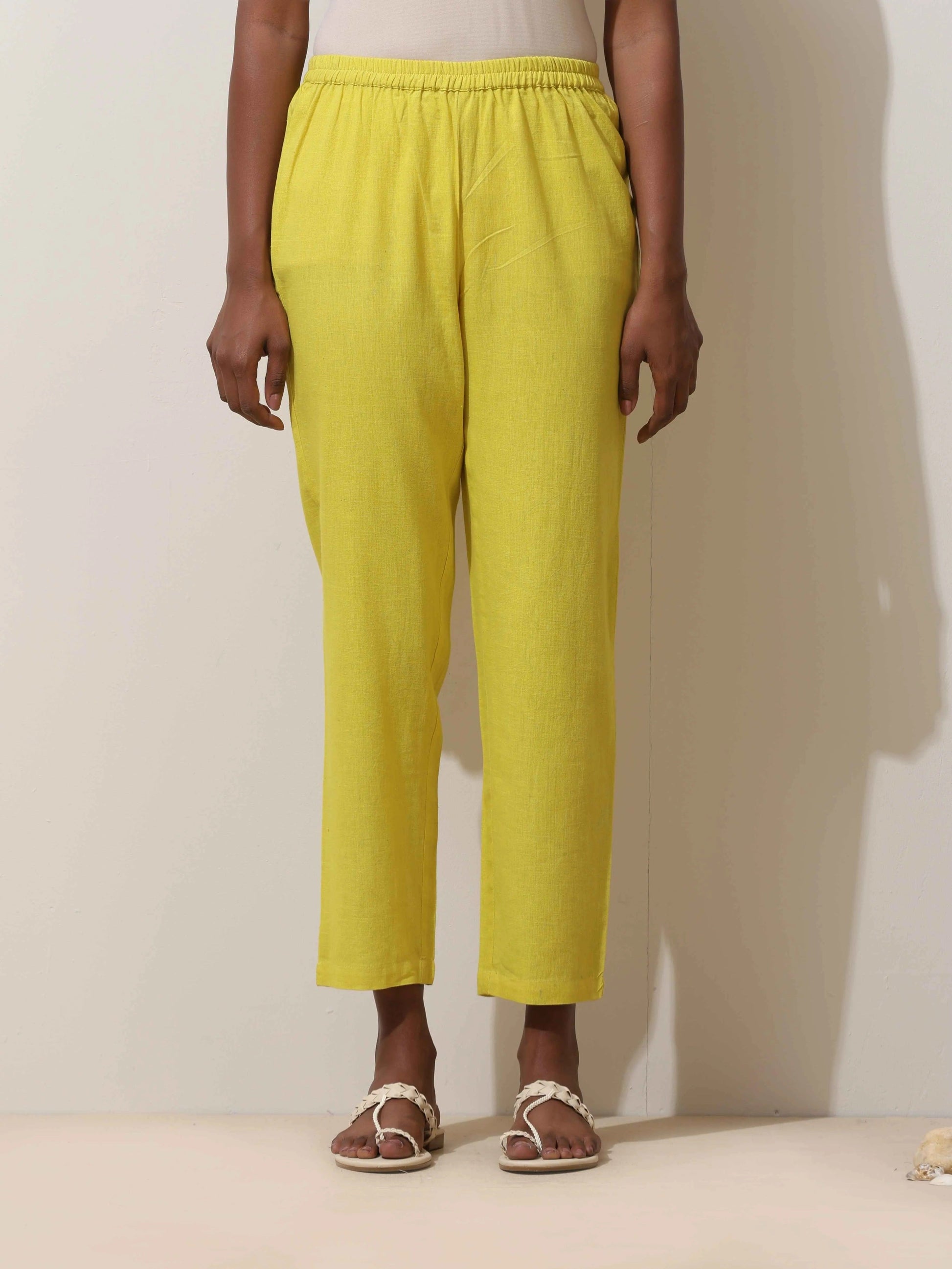 trueBrowns Lime Cotton Linen Co-Ord Set - Swadesiicart