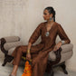 trueBrowns Brown Silk Slit Kurta Set | Swadesiicart