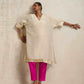 trueBrowns Ivory Tissue Kurta Co-ord Set - Swadesiicart