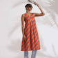 trueBrowns Orange Cotton Print Sleeveless Kurta Set | Swadesiicart