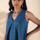 trueBrowns Blue Cotton Dobby Flared Co-ord Set - Swadesiicart