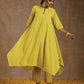 trueBrowns Lime Gold Cotton Handkerchief Kurta Set | Swadesiicart