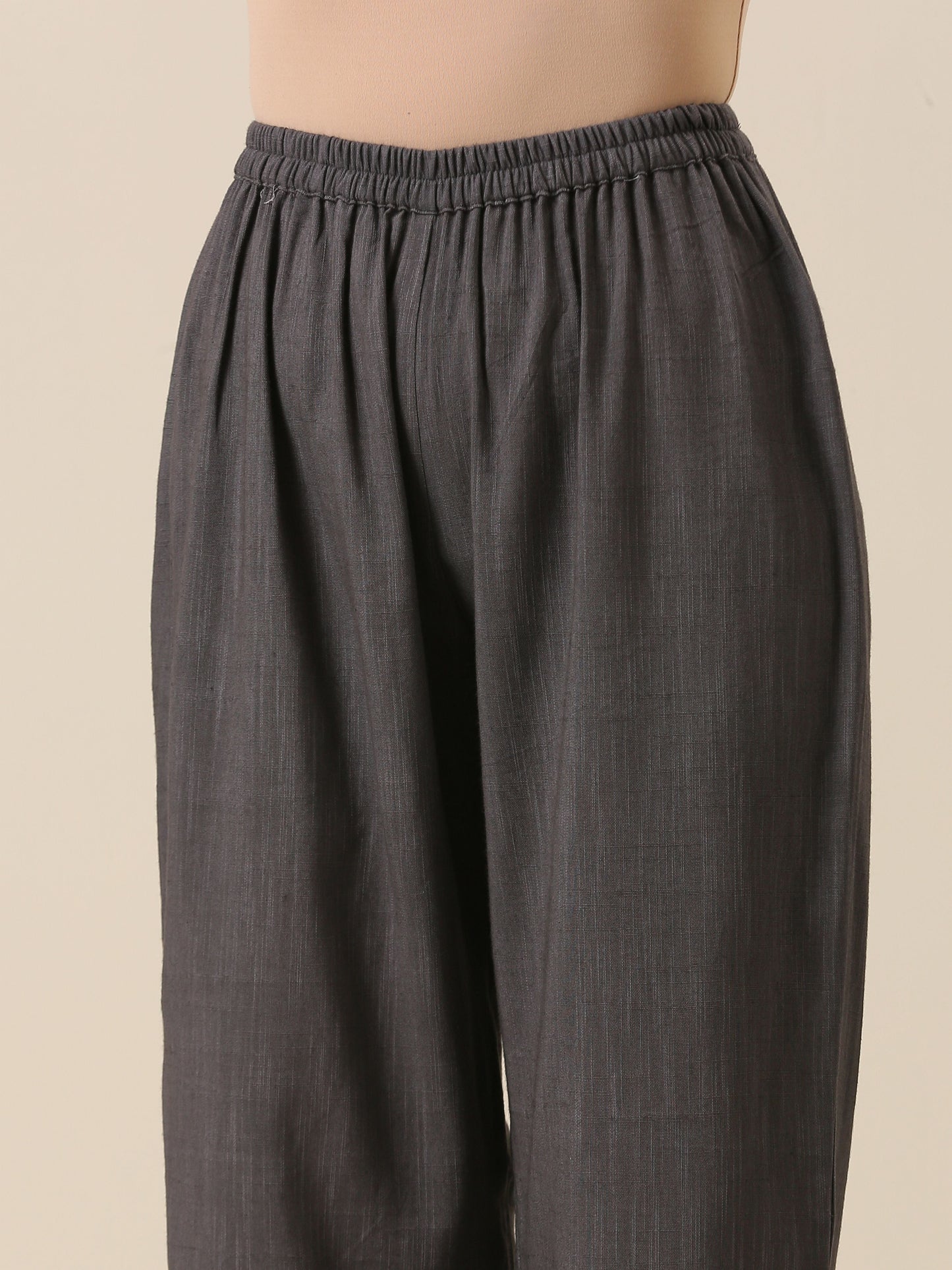 trueBrowns Slate Grey Slub Texture Collar Short Co-Ord Set - Swadesiicart