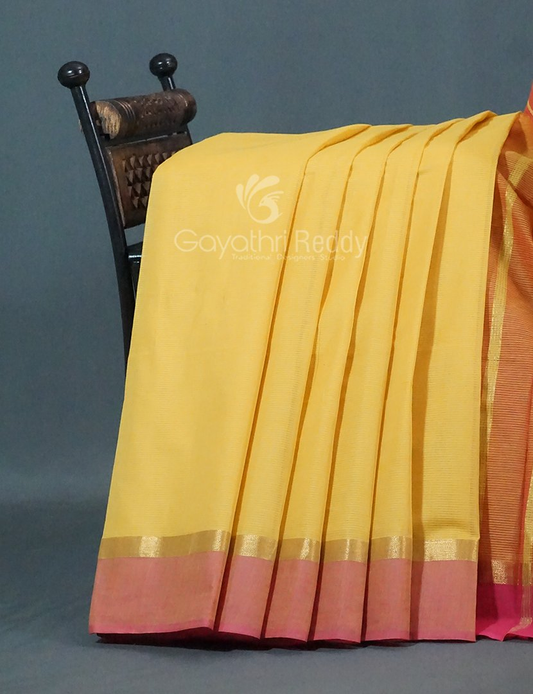 Shades of Yellowish Pure Mangalgiri Cotton By Gayathri Reddy Designer Studio | Swadesiicart