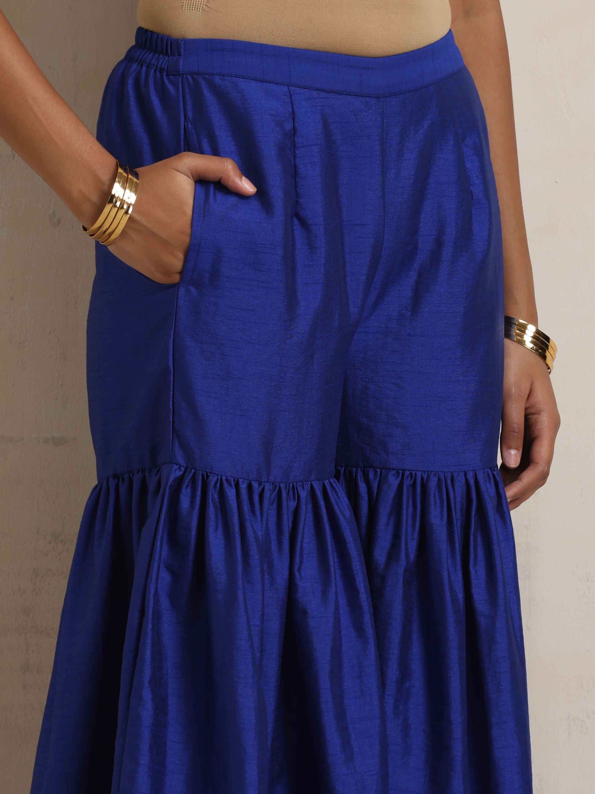 trueBrowns Electric Blue Sharara Dupatta Set | Swadesiicart