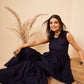 InWeave Women's Navy Blue Lace Work Double Layer Sharara Set - Swadesiicart