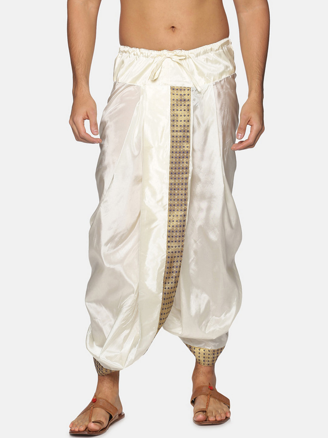 Sethukrishna Men Cream Men Solid Dhoti Pant | Swadesiicart
