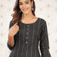 Ode by House of Pataudi Striped Round Neck Straight Cotton Kurta - Swadesiicart