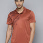 Alcis Men Rust Printed Polo Collar Slim Fit T-shirt | Swadesiicart