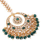 Yellow Chimes Gold-Polished White & Green Kundan-Studded & Beaded Maang Tikka | Swadesiicart