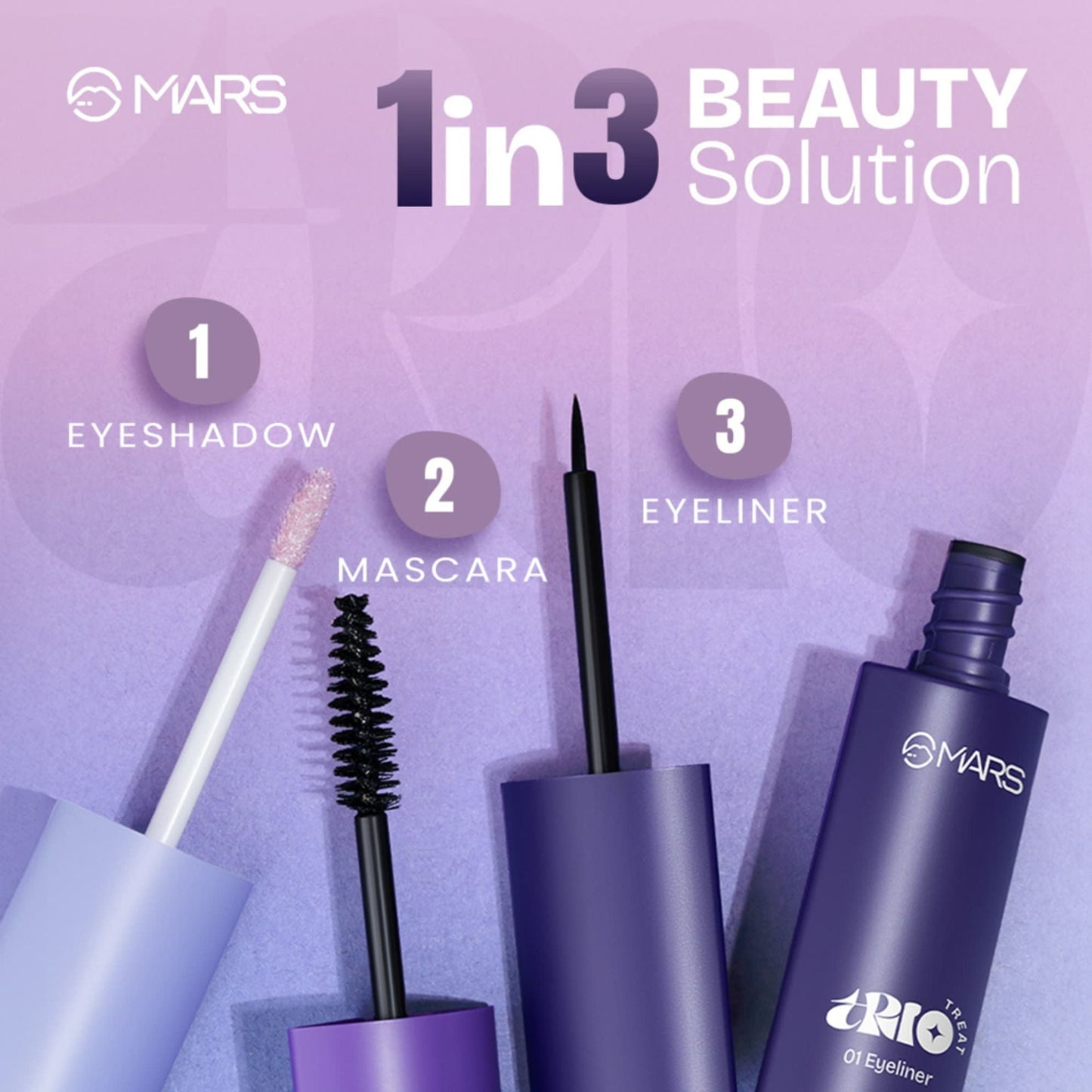 MARS Cosmetics Trio Treat, 3-In-1 Eye Makeup Kit With Eyeliner, Mascara & Eyeshadow - Swadesiicart