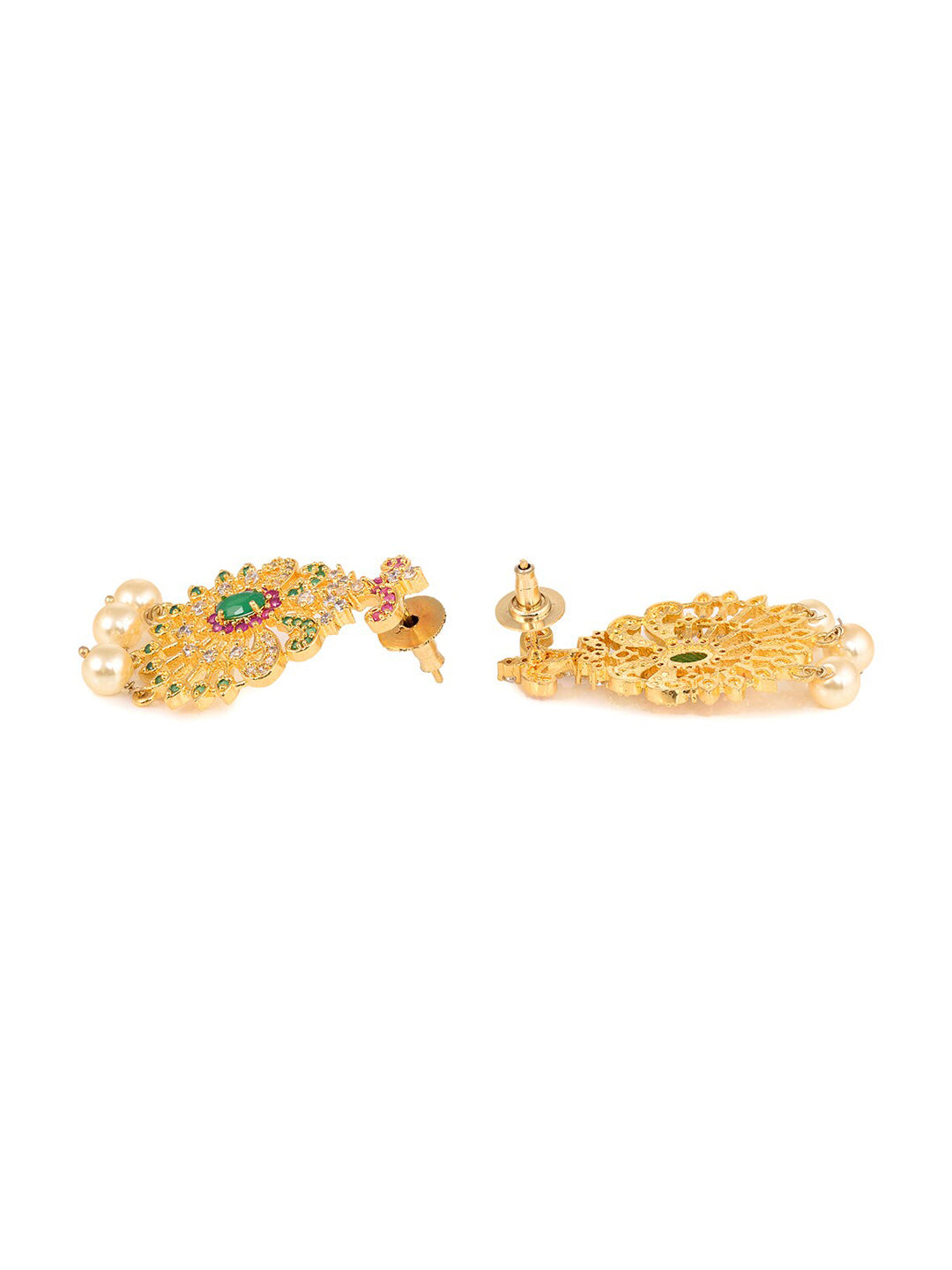 Saraf RS Jewellery Women Gold-Toned & Multi-Coloured CZ-Studded Handcrafted Jewellery Set - Swadesiicart