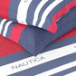 Nautica Bradford Red & Blue Striped 160 TC Pure Cotton King Bedsheet & 2 Pillow Covers - Swadesiicart