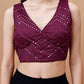 Tikhi Imli Embroidered Mirror Work Dupion Saree Blouse | Swadesiicart