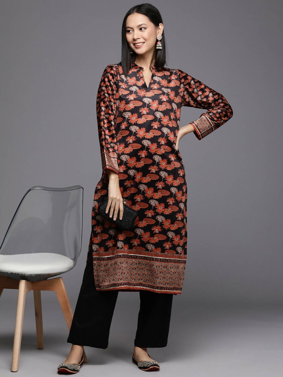Ahalyaa Women's Traditional wear Kurta - Black | Swadesiicart
