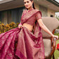 Tikhi Imli Pink Ethnic Motifs Woven Design Zari Saree | Swadesiicart