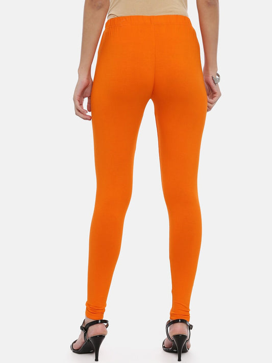 Souchii Orange Solid Slim-Fit Ankle-Length Leggings - Swadesiicart