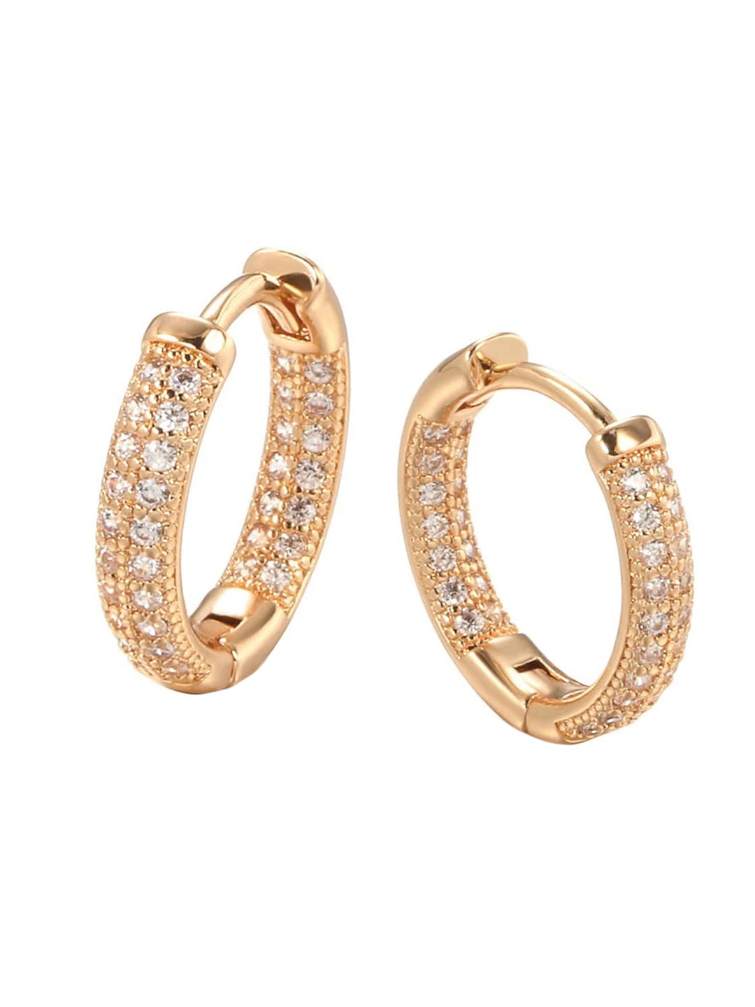 Shining Diva Rose Gold Contemporary Hoop Earrings - Swadesiicart