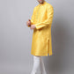 Even Apparels Yellow Pure Cotton Men's Kurta With Band Collar (SLK1187) | Swadesiicart