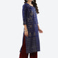 Biba Women Blue Ethnic Motifs Printed Rayon Kurta - Swadesiicart