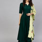 Cheera A-Line solid Green Kurta, Palazzo, Stole Set (CH043K)