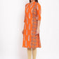 HERE&NOW Orange & White Ethnic Motifs Printed Straight Kurta - Swadesiicart