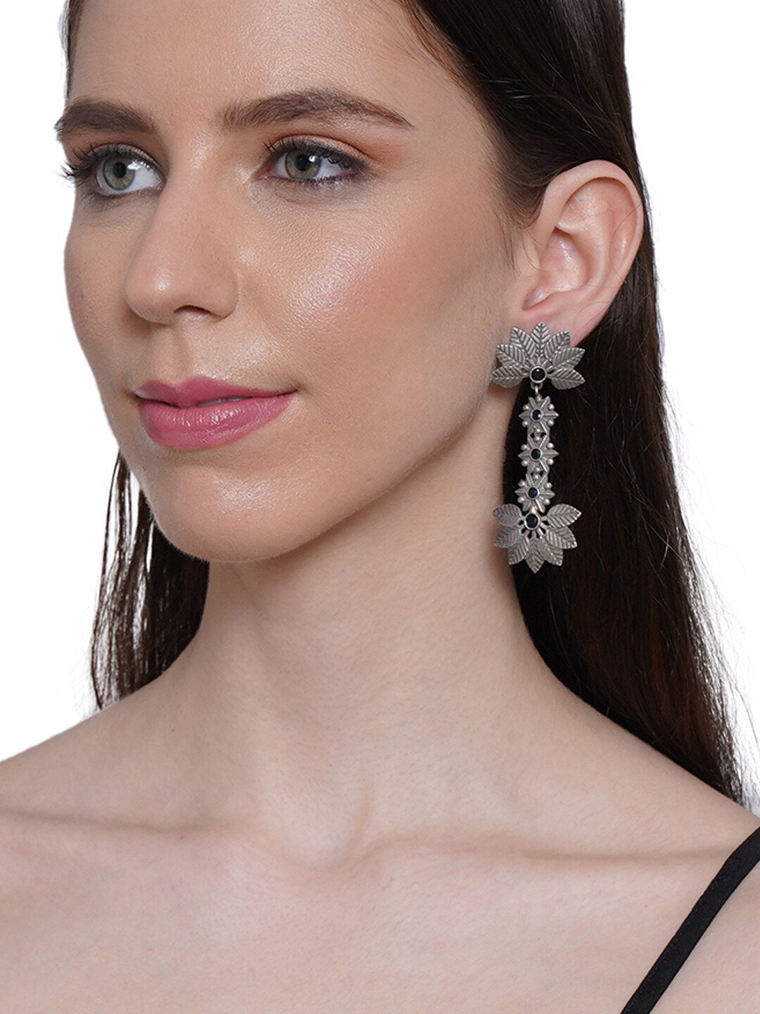 Shoshaa Silver-Toned Contemporary Drop Earrings | Swadesiicart