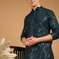 Sojanya Ethnic Motif Embroidered Band Collar Sequinned Pure Cotton Kurta | Swadesiicart