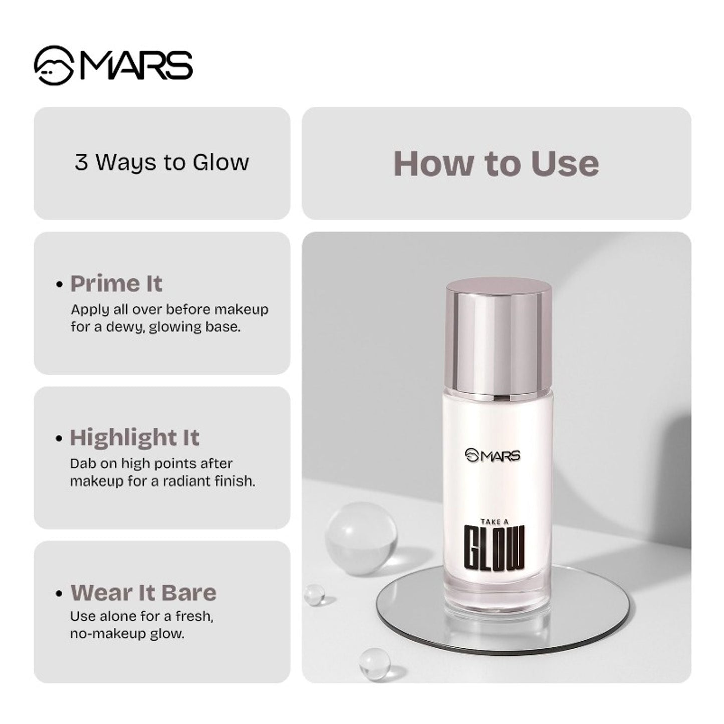MARS Cosmetics Take A Glow Illuminating Primer - Moon Glow - Swadesiicart