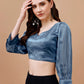 Tikhi Imli Organza Three-Quarter Sleeves Saree Blouse | Swadesiicart