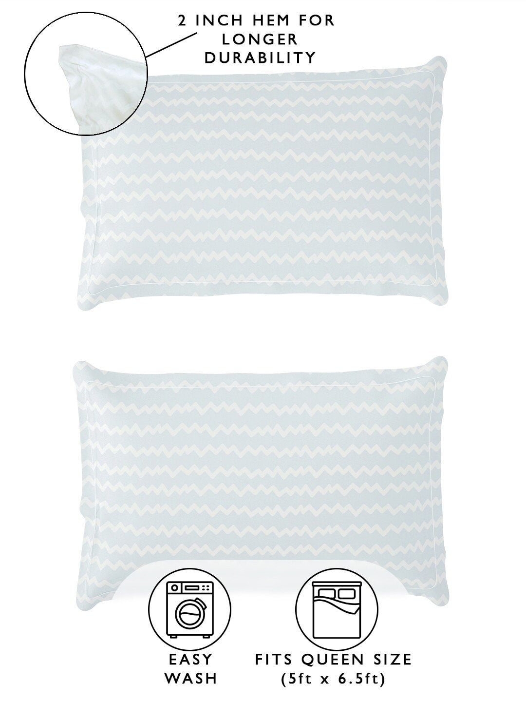 Story@home Arena White & Blue Geometric Printed 180 TC Queen Bedsheet & 2 Pillow Covers - Swadesiicart