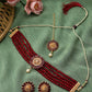 Cardinal Gold-Polished Maroon Onyx-Studded & Beaded Jewellery Set - Swadesiicart