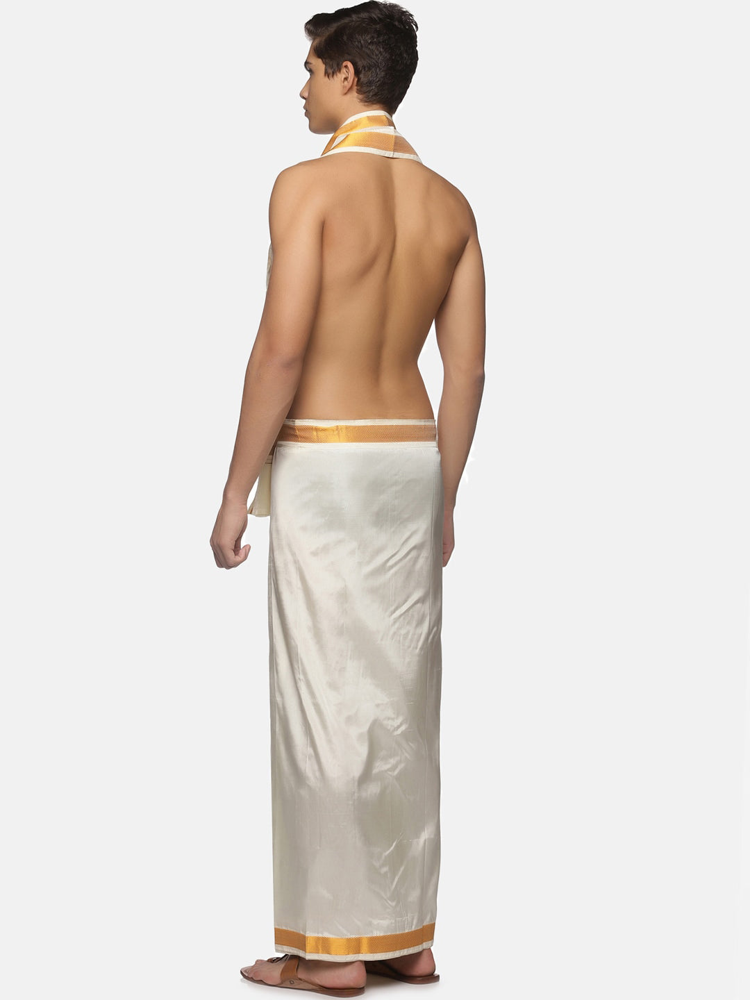 Sethukrishna Cream-Coloured Solid Dhotis For Men | Swadesiicart