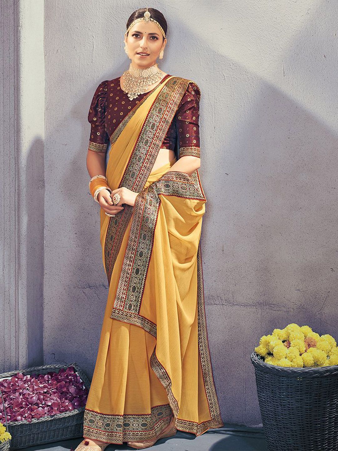 Mitera Ready to Wear Saree With Heavy Brocade Blouse | Swadesiicart