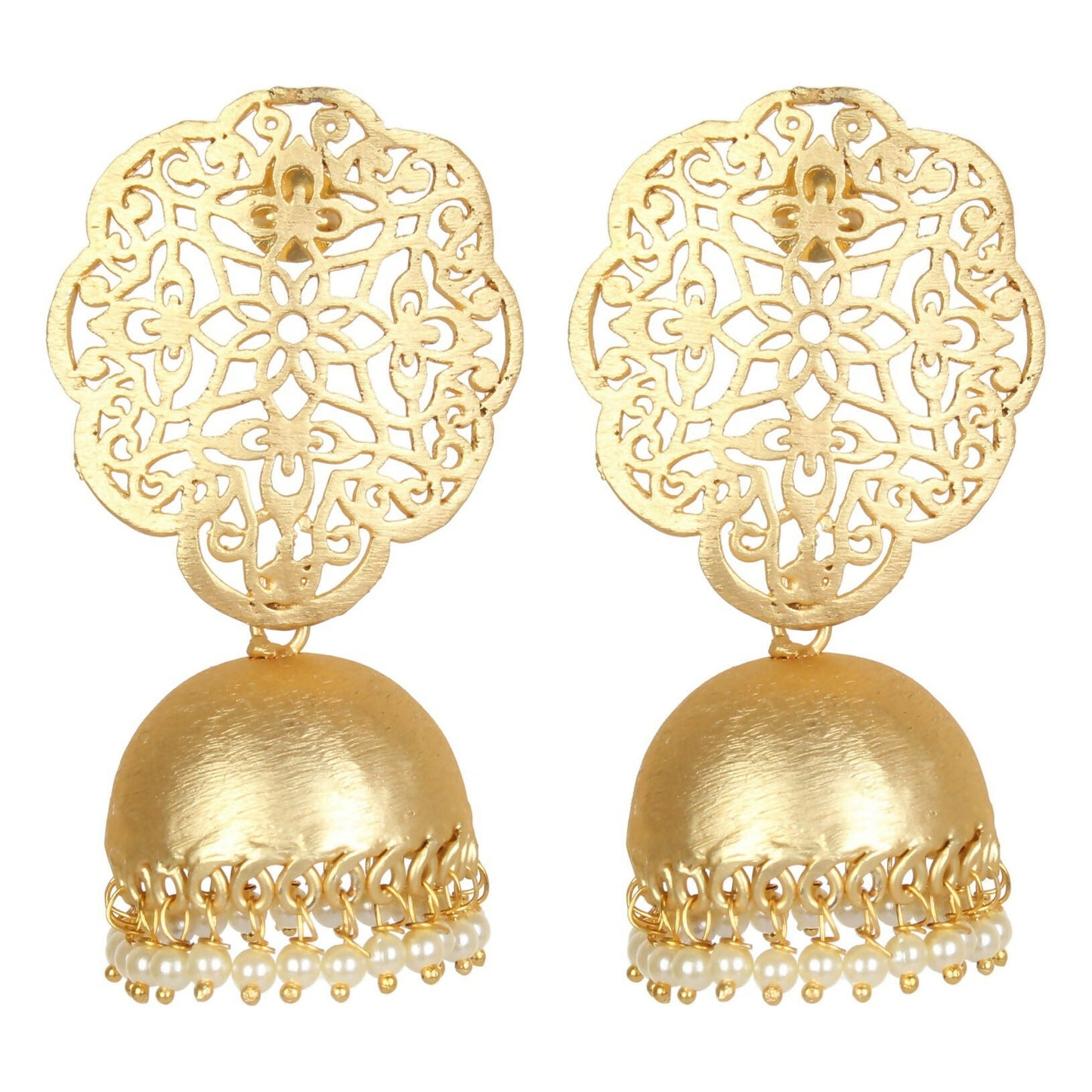 Joban Fashion Women Matte Gold Brass Jhumka | Swadesiicart