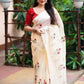 Cream Silk Blend Ethnic Motifs Saree with Unstitched Blouse - Hiral Fashion | Swadesiicart