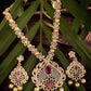 Saraf RS Jewellery Gold-Polished White & Pink American Diamond Studded & Beaded Handcrafted Jewellery Set
