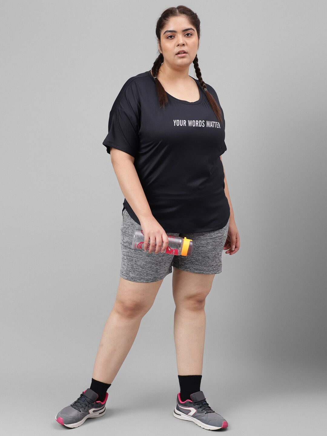 MKH Plus Size Typography Printed Dri-FIT Relaxed Fit Drop-Shoulder Sleeves Gym T-shirt - Swadesiicart